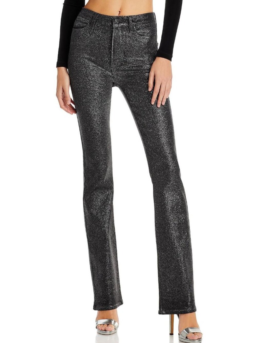 NWT New Paige Manhattan High Rise Bootcut Jeans In Glitter Luxe Coat Size 31